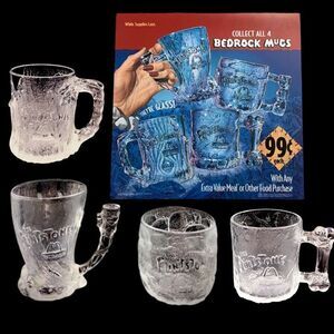 Vintage 1990’s McDonalds Flintstones RocDonalds Promo Mugs COMPLETE SET